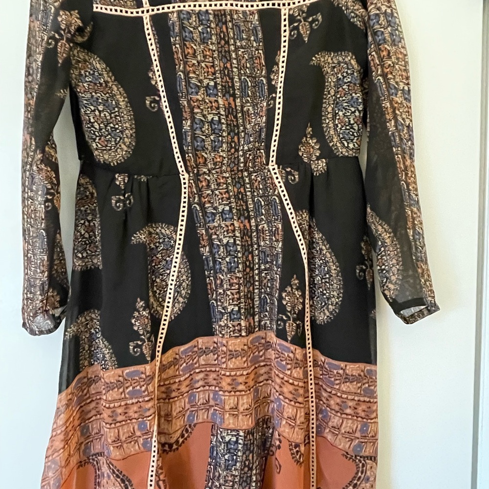 RAGA Multicolored Casual Mini Dress with 3/4 Bishop Sleeves and Crew Neck